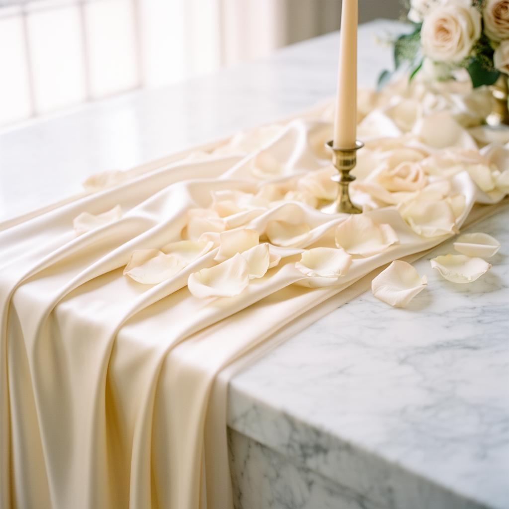 Hand-loomed linens and heritage stemware from the rental archive